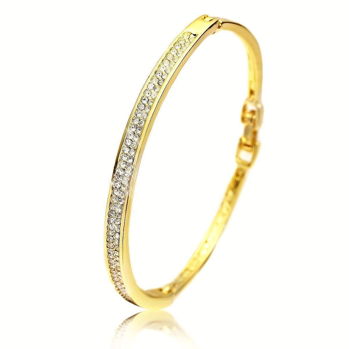 

Bangle Bracelet 24K Gold 24KGP Pave Diamond CZ Hollywood Celebrity Jewelry [Hollywood Showcase] золотий