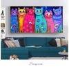Modern Cats Wall Art Canvas Prints Colouful Animals Canvas Paintings On The Wall Graffiti Pop Art Canvas Pictures For Kids Room