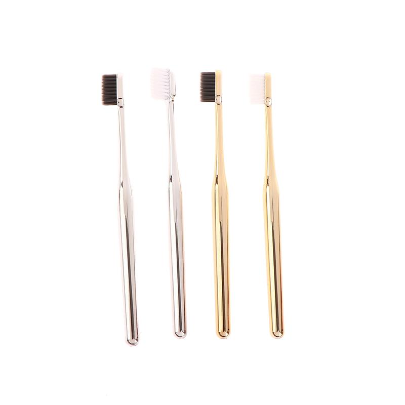 1Pc Luxury Soft Toothbrush Men Women Adult Tooth Brush Electroplate Gold Silver Color Dental Brushes Toothbrushes