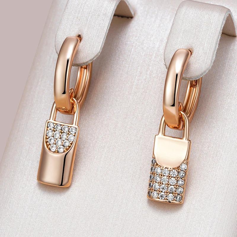 

Уникальные асимметричные серьги-подвески из розового золота для женщин с цирконием, модные индивидуальные ювелирные изделия золотой