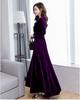 2025 Gold Velvet Long Slim Dress with Long Sleeves - Plus Size Women's Spring/Autumn Fashion