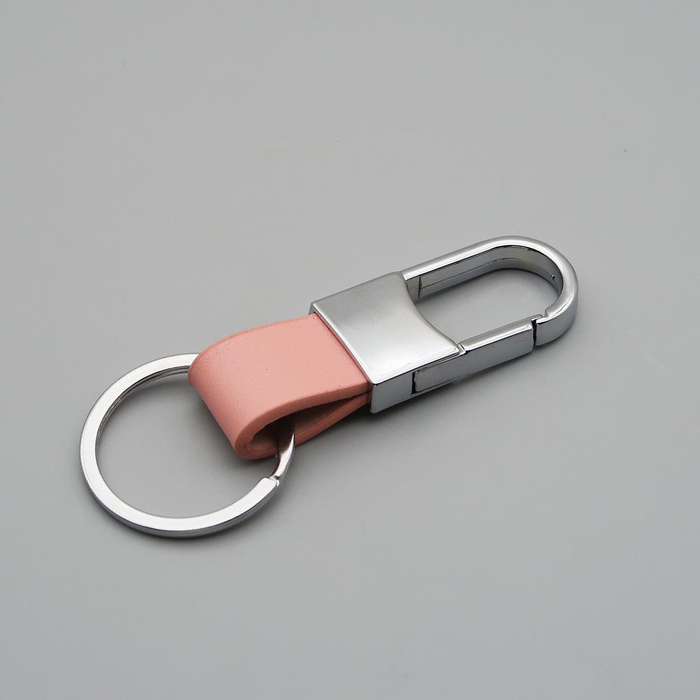Metal and Genuine Leather Car Keychain with Customizable Laser-Engraved Logo