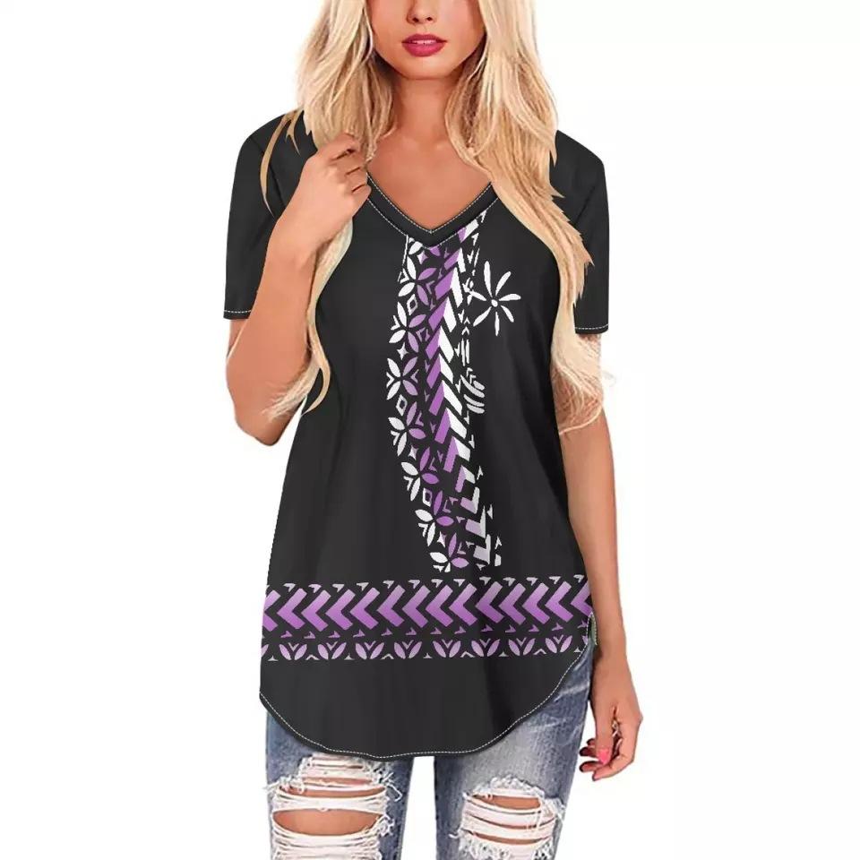 

Лето 2023, женская повседневная футболка с v-образным вырезом и короткими рукавами с принтом S