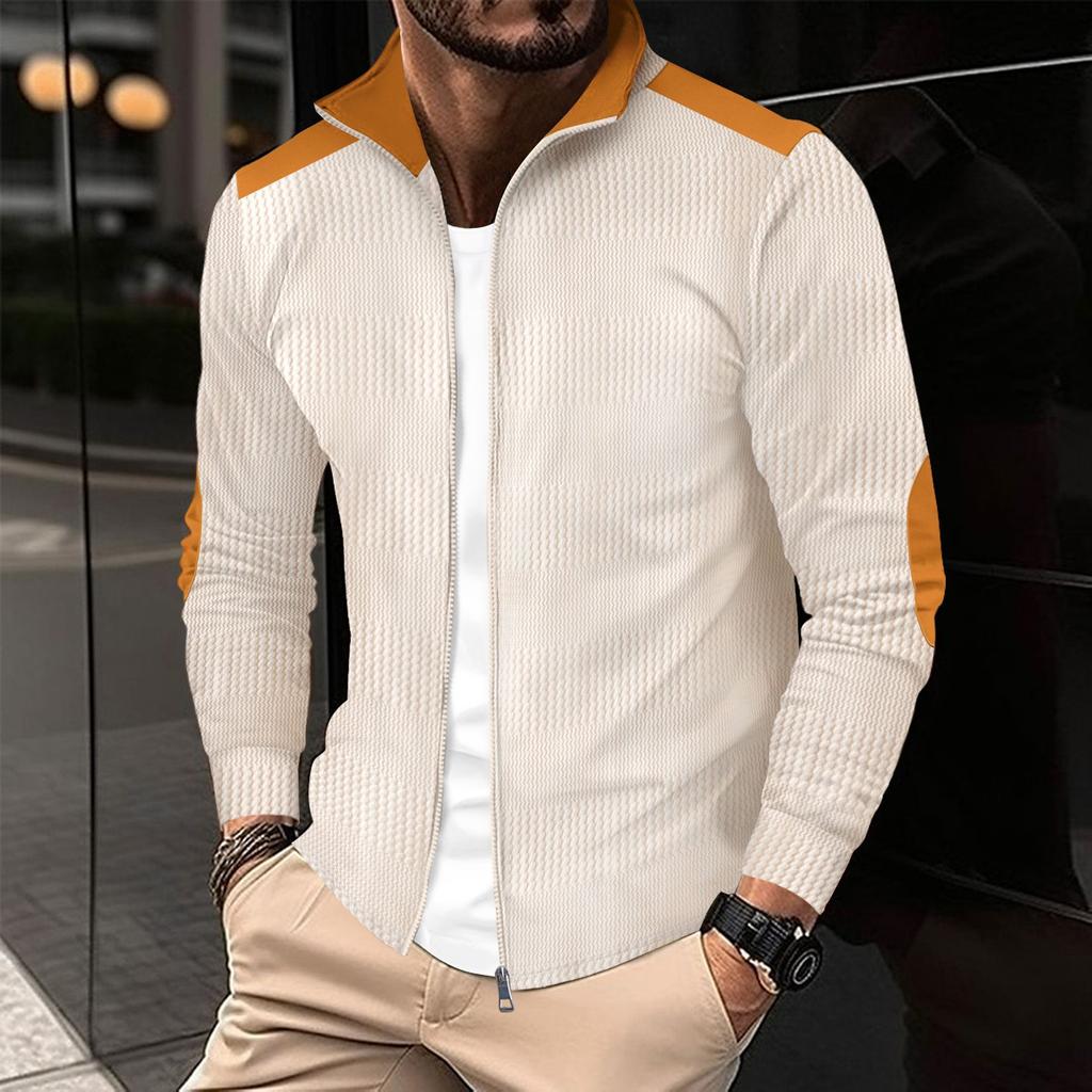 2024 Fall Men's Casual Long Sleeve Youth Men's Wrist Embroidered Lapel Collar Zipper Casual Jacket for Men