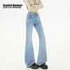Jeans in Denim a Zampa Vita Alta da Donna