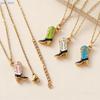 Stainless Steel Oil Dripping Colored Denim Boot Pendant Necklace Design Fashion Gold Plated Chain Jewelry Gifts For Women