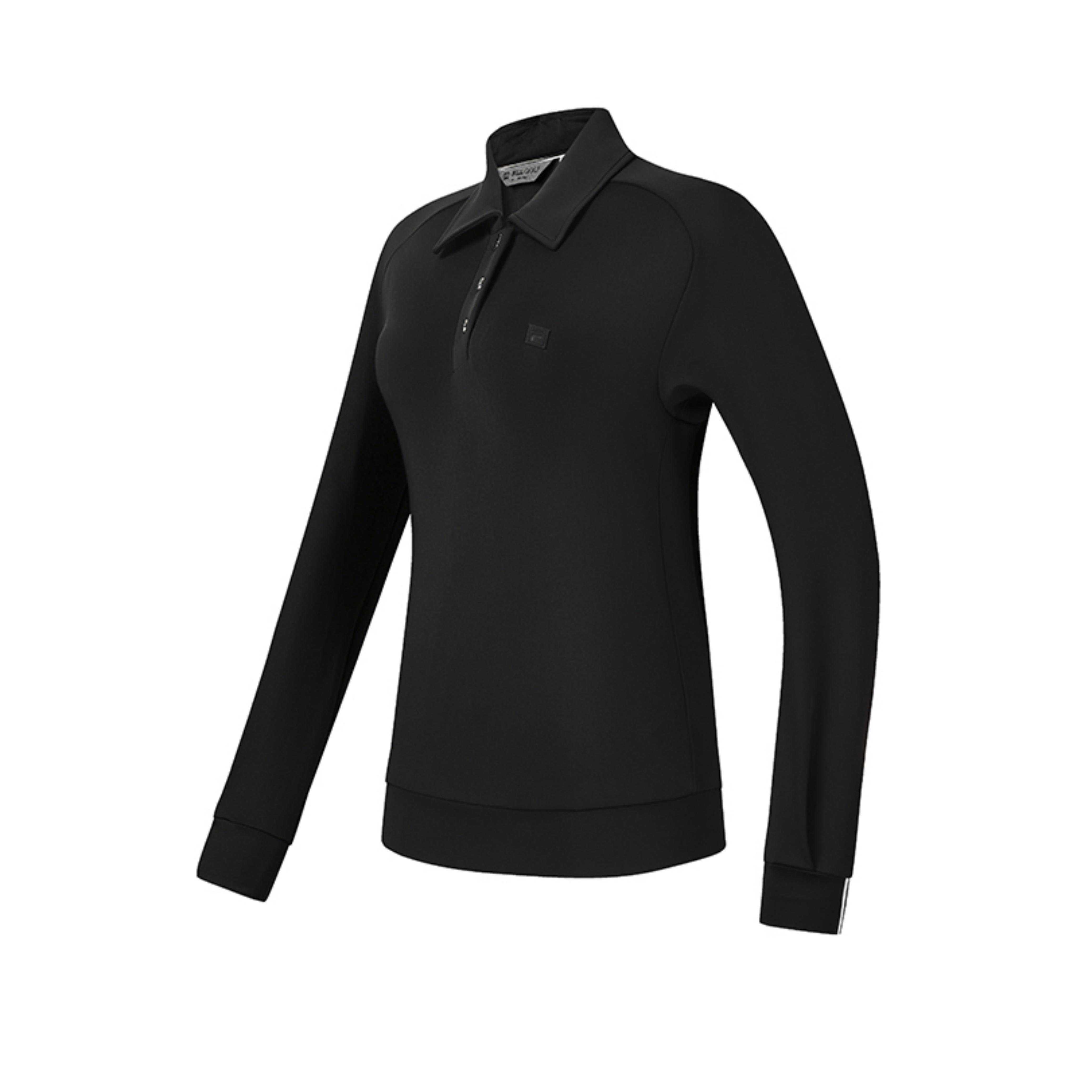

FILA Golf Series Fashion Simple Casual Sports Classic Comfortable Versatile Knitted Long Sleeve Polo Shirt Women tops Deep-Black A11W615215FBK XL
