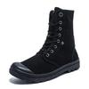 Men High Top Boots Classic Cowboy Canvas Boots Breathable Canvas Casual Shoes Lace Up Ankle Boots for Men High Top Sneaker Botas