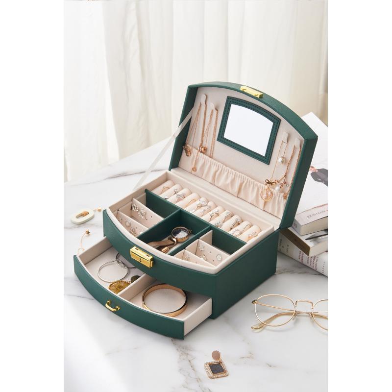 Multi-layer lockable jewelry box, jewelry storage box, princess children's jewelry box, ear jewelry drawer-type storage box