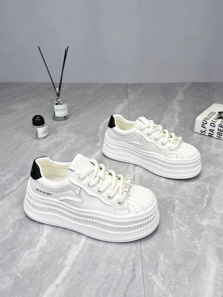 Shoes Casual Female Sneakers 2024 Women's Clogs Platform Modis Sports Creepers Small New Breathable Leisure Lace-Up