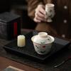 150ml Hand Drawn Orchid Butterfly Gaiwan Aesthetic Tea Tureen Tea Bowl With Lid Kit Maker Cover Bowl  Ceremony Collection