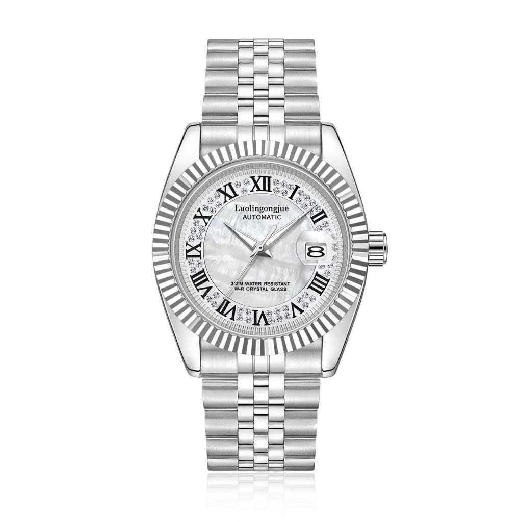 Meteorite Dial Duke of Lorraine 1988 Men's Automatic Mechanical Watch with Skeleton Calendar, Stainless Steel.