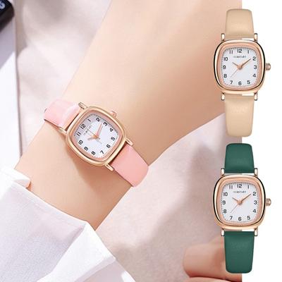 Quartz Watch Square Dial Adjustable Faux Leather Strap No Delay Time-checking High Accuracy Exquisite Commute Wristwatch Timepiece AVE