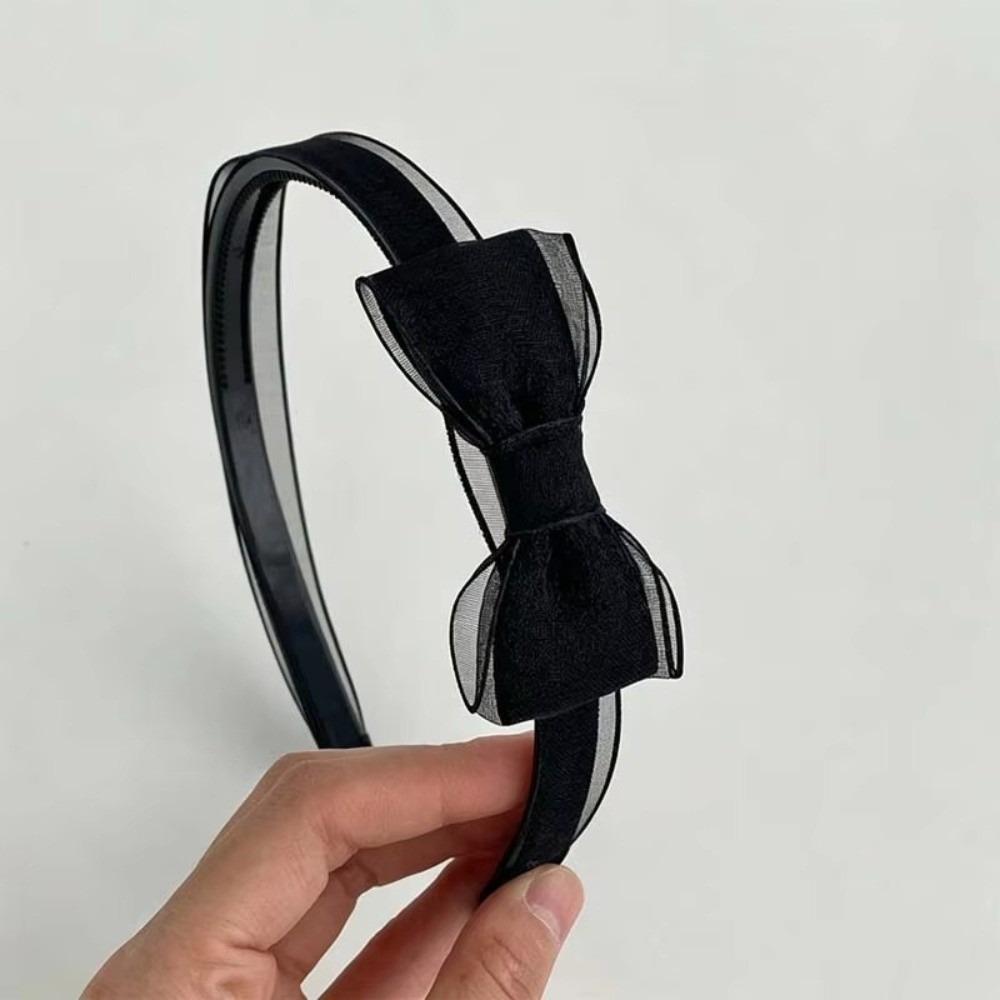 Polka Dot Hair Hoops Organza Fabric Hair Accessories Vintage Bow Headbands For Women