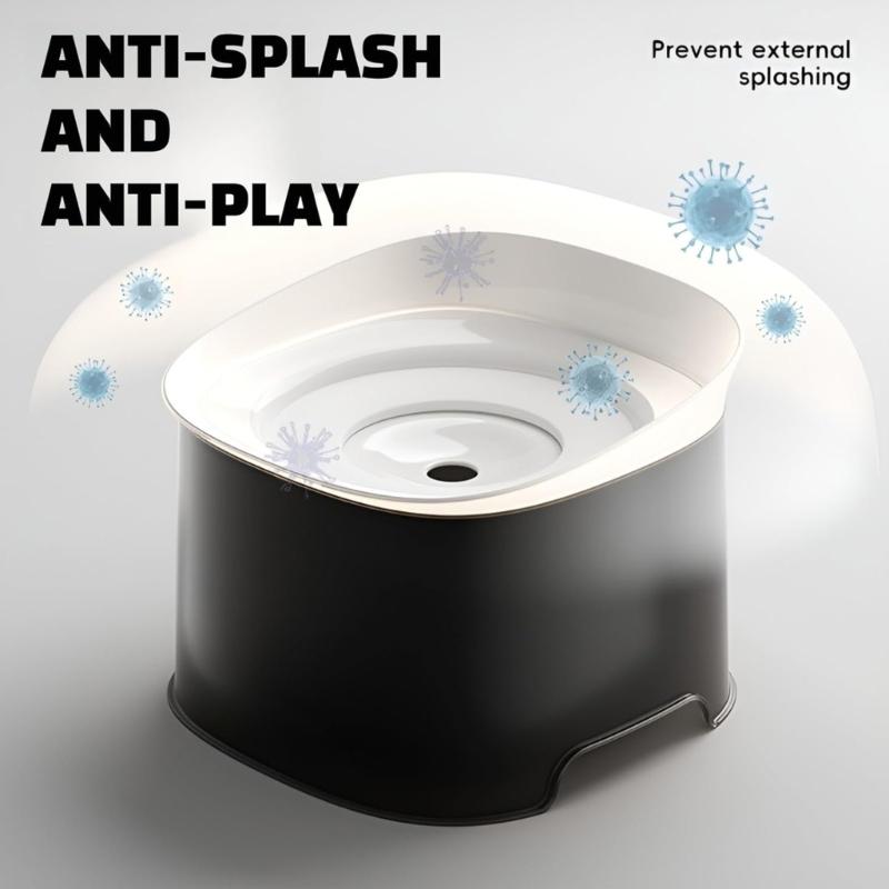 Spill-Resistant Pet Water Bowl Spill Proof Wide Drip Proof Large Capacity 1L/2L Easy to Clean