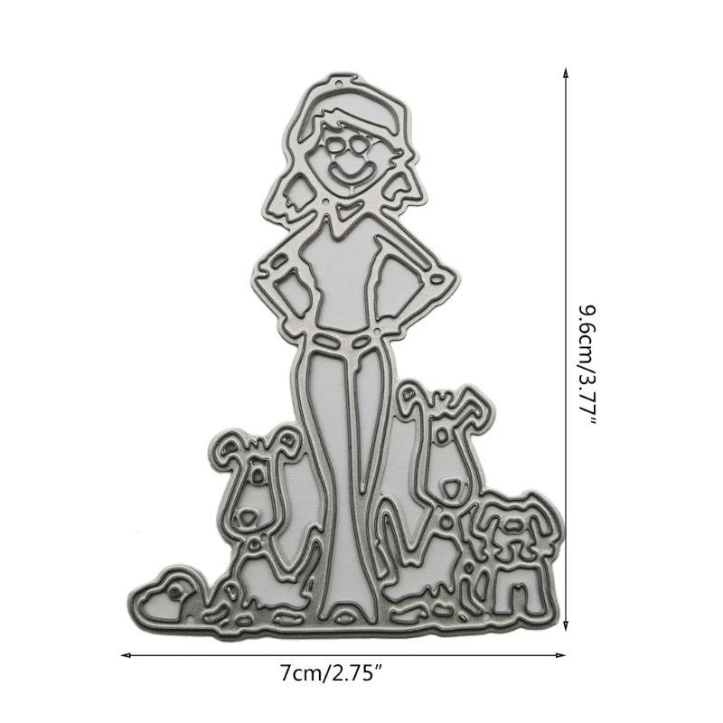 Girl Dog Metal Cutting Dies Stencils DIY Scrapbooking Album Paper Card Template Mold Embossing Craft Decoration