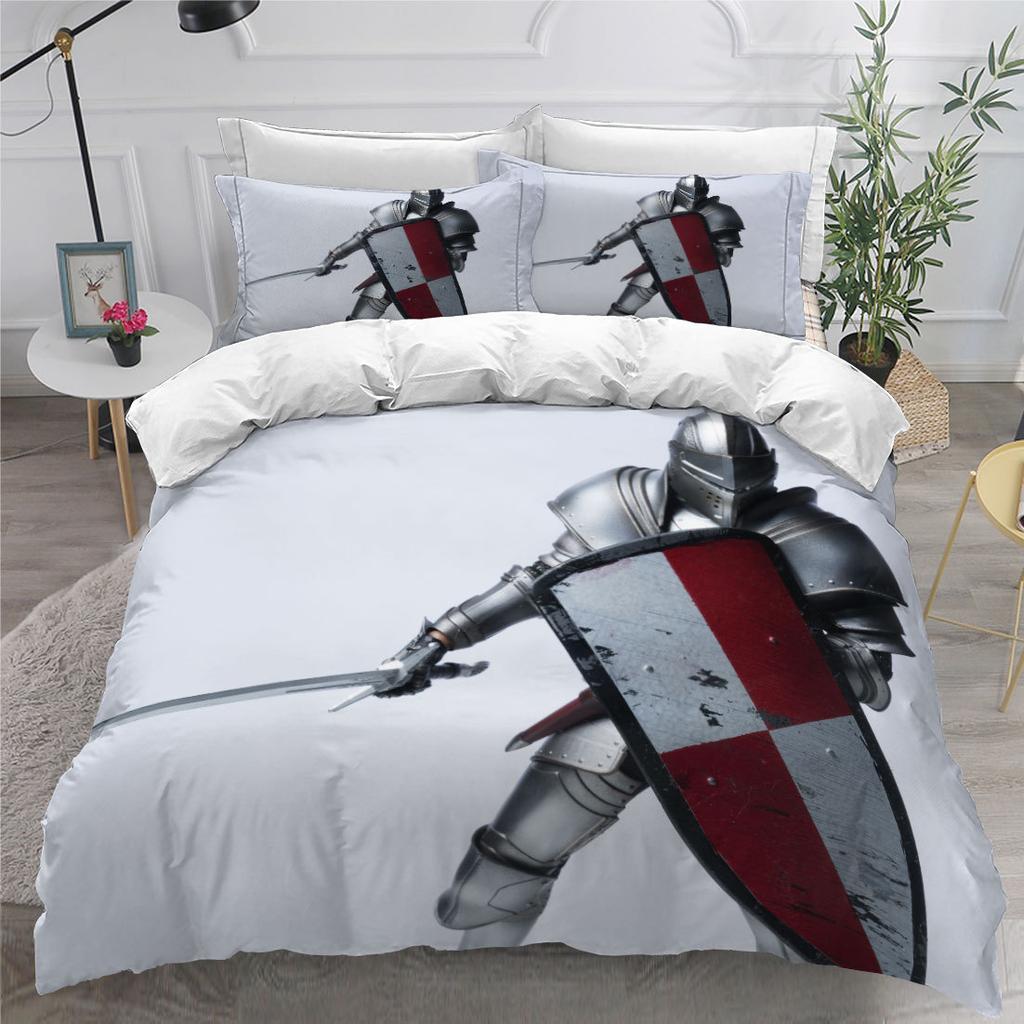 European Knight Retro 3D Digital Printing Three-Piece Set Can Be Customized Grinding Quilt Cover Pillowcase