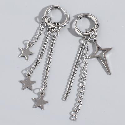 New Simple Retro Metal Earrings Tassel Star Cross Stainless Steel Earrings Earclips Ear Accessories Women
