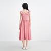LEDIN French Style Contrast Ruffled Flutter Sleeve Long Dress