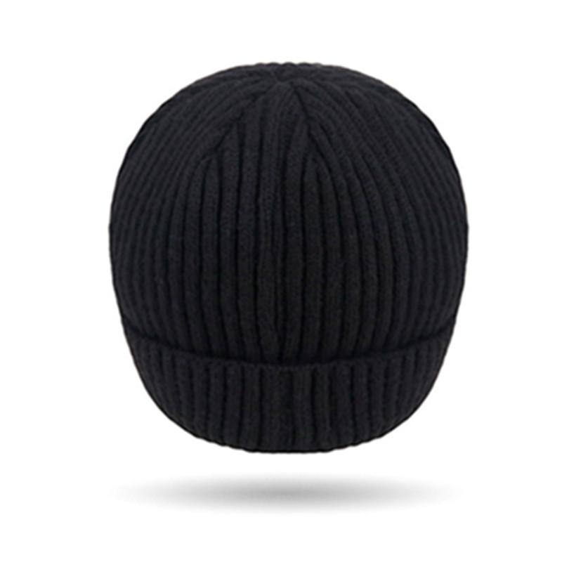Solid Color Casual Fleece-Lined Thickened Warm Knit Hat for Men, Ear-Protecting Cold-Resistant Beanie