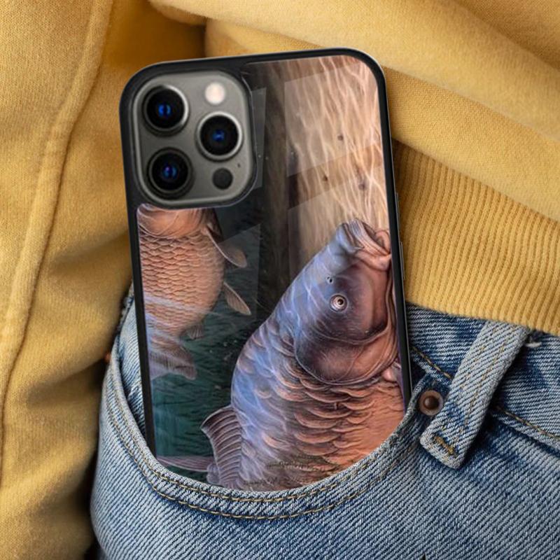 Carp Fishing Fish Soft Phone Case for iPhone 17 Air 16e Pro Max 15 Pro 13 14 Plus 11 12 MagSafe Magnetic Coque