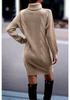 2023 Autumn/Winter High Neck Long Sleeve Bodycon Sweater Dress for Women