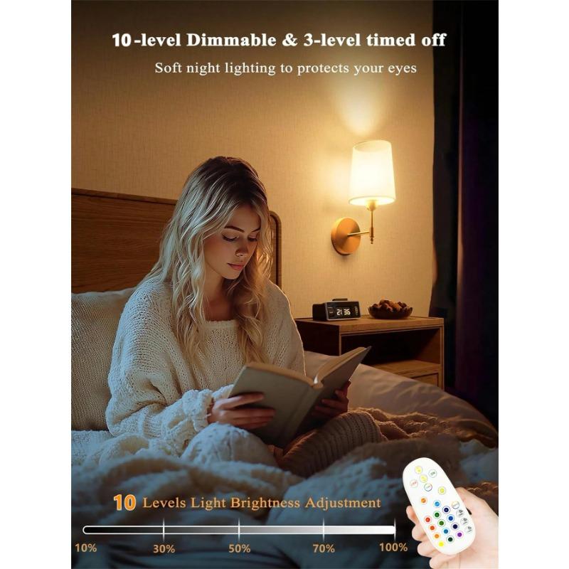 Wireless Rechargeable Battery Powered Wall Light, 4000 Mah, Dimmable, Removable Bulb and Remote, 15 Colors Wireless Wall Light