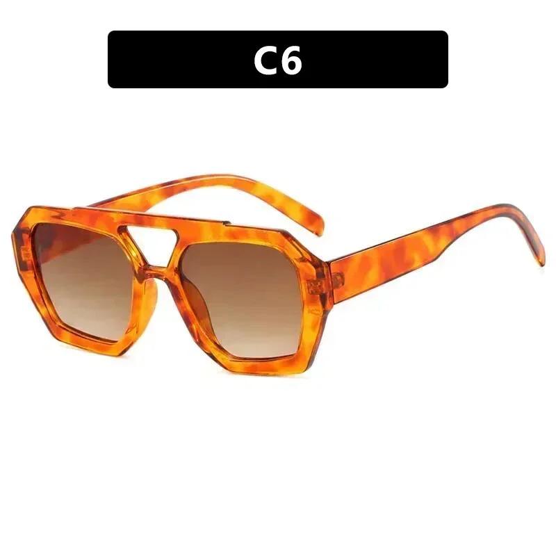 

Retro Double Bridges Women s Sunglasses Big Frame Leopard Brown Gradient Eyewear Stylish Luxury Designer Sun Glasses Men Shades Quality 1PC