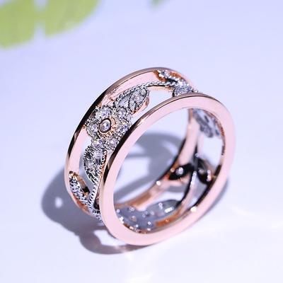 Floral Pattern Proposal Gift Two Tone Crystal Jewelry Vine Flower