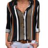 European & American Striped V-Neck Chiffon Long Sleeve Women's Top