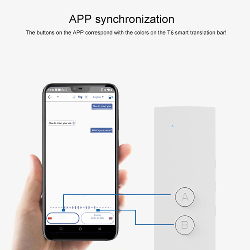 Přenosný T6 Smart Voice Translator dvoucestný okamžitý překlad zařízení 30 jazyků