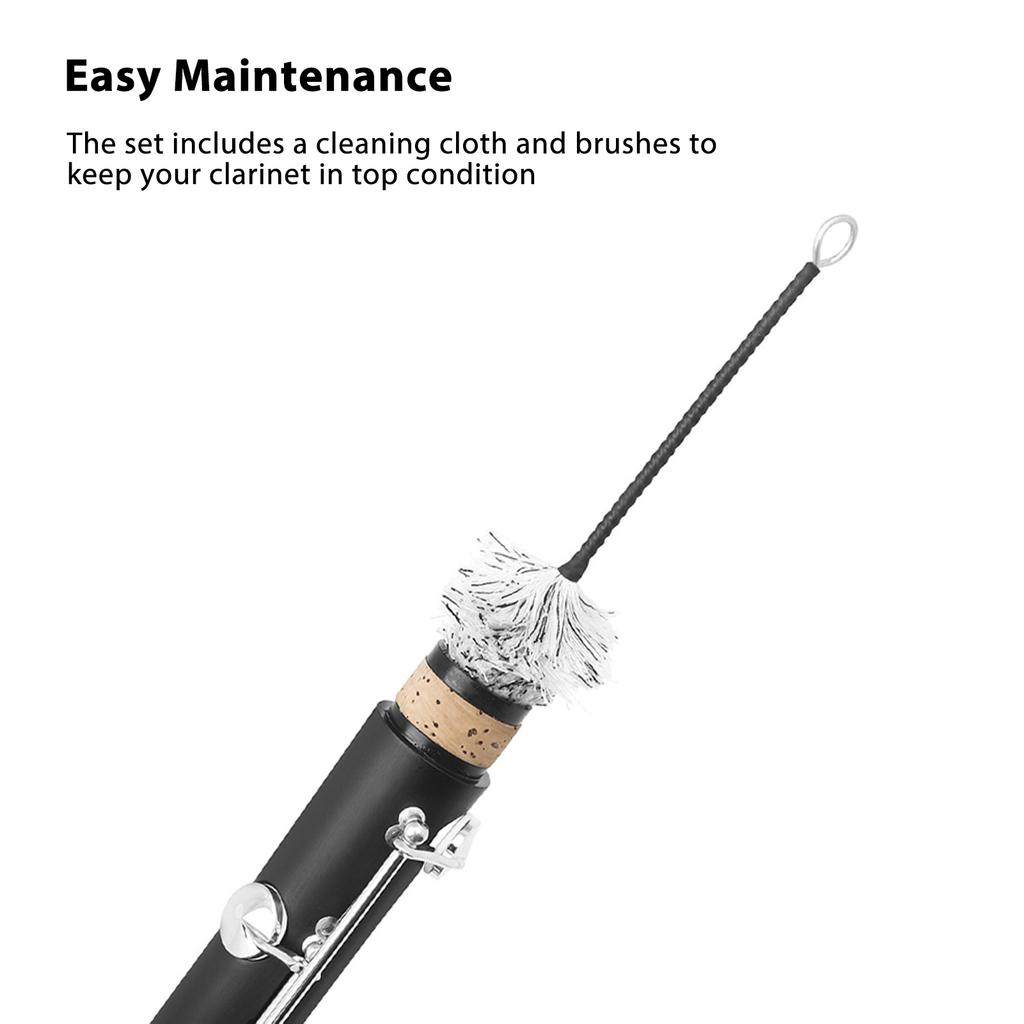 Clarinet ABS Bb Binocular Clarinet with 10 Reeds Cleaning Cloth Gloves Screwdriver Bracket Handbag Cleaning Brush