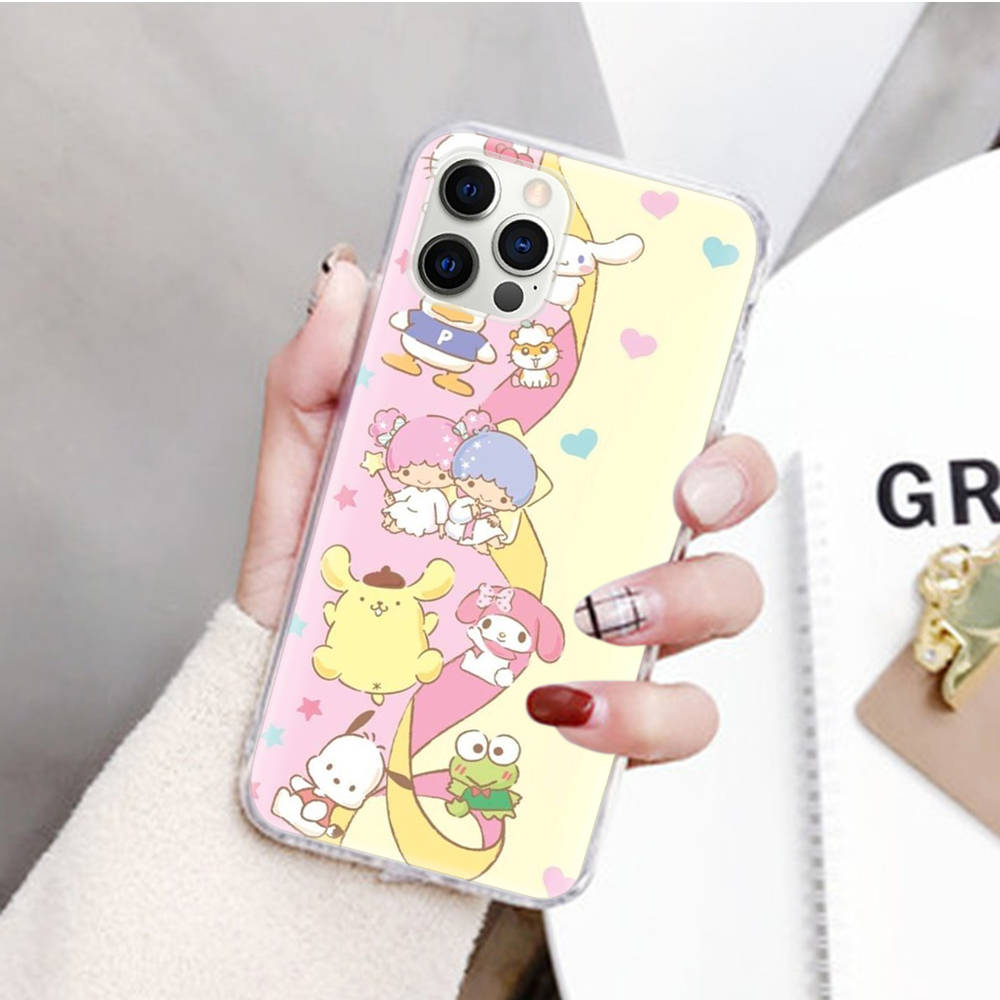 JZ6 Sanrio Cartoon Transparent Case for Samsung A04 A14 A23 M33 M53 Realme 10 9 C35 C55 VIVO Y02 X80 Infinix Hot 30 Note 11 Tecno Spark 8P Pro