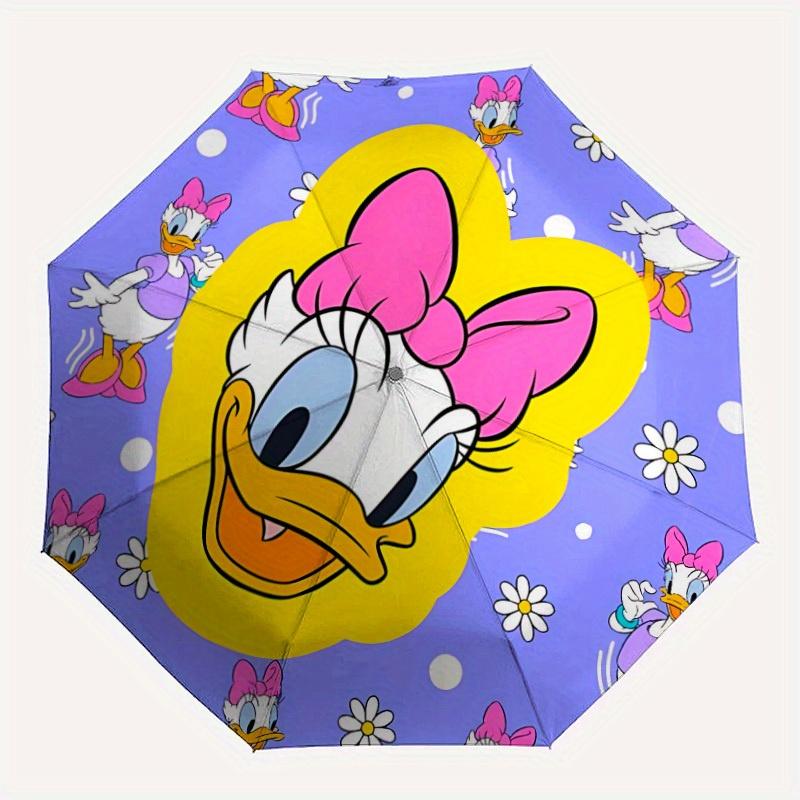 

1pc Daisy Duck Folding Umbrella, Automatic Folding. It Has Eight Sturdy Ribs, Making It Convenient for Outdoor Use yy0729016