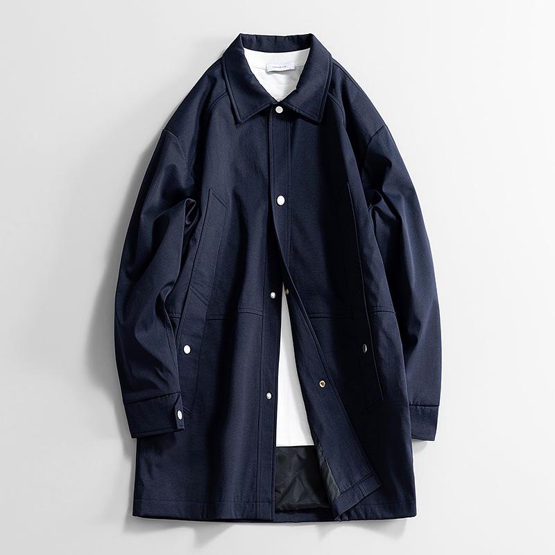 Men's Mid-Length Trench Coat - 2025 Spring/Autumn Casual Loose Jacket, Plus Size Available