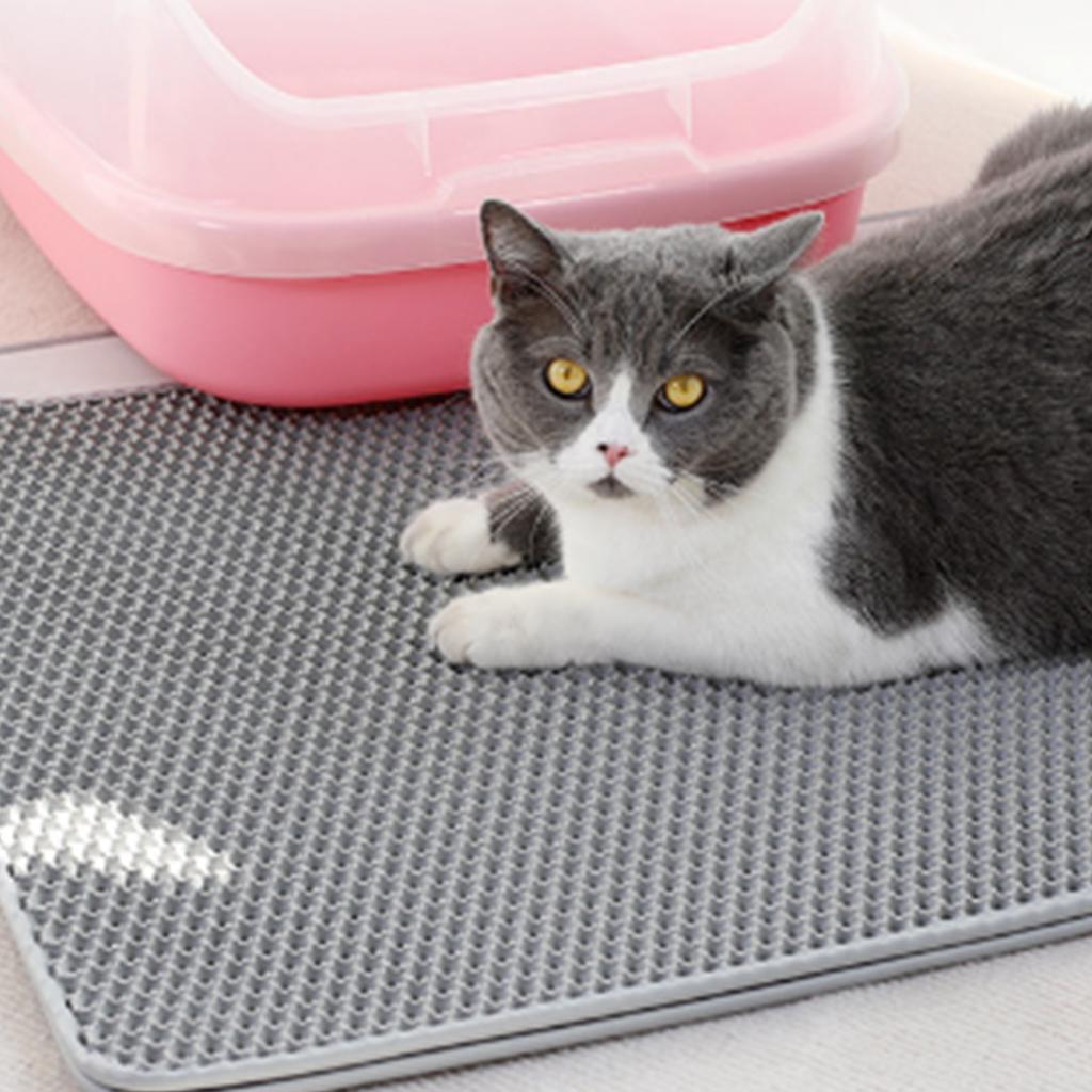 Cat Litter Mat Waterproof Double Layer Foldable Spill Proof Kitten Litter Trapping Mat for Indoor
