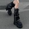 Fashion Platform Women Knee High Boots Flats High Heels Designer Shoes Dress Fashion Winter Pumps 2025 New Goth Motorcycle Botas Mujer