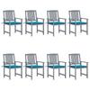 Day and Night - Day and Night Garden Chairs with Cushions 8 Pcs Solid Gray Acacia Wood