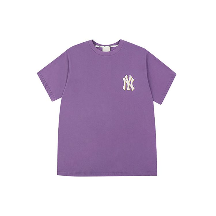 MLB New York Yankees Rundhals Pullover Bedrucktes Kurzarm Atmungsaktives T-Shirt Unisex T-Shirts Lila 31TS06031-50C