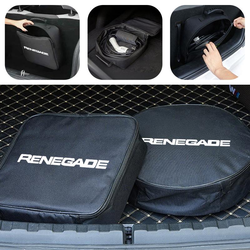 For Jeep Car Charge Cable Storage Box Charging Gun Organiser Bag Wrangler Gladiator 2014 - 2021 Grand Cherokee Cherokee ANO1