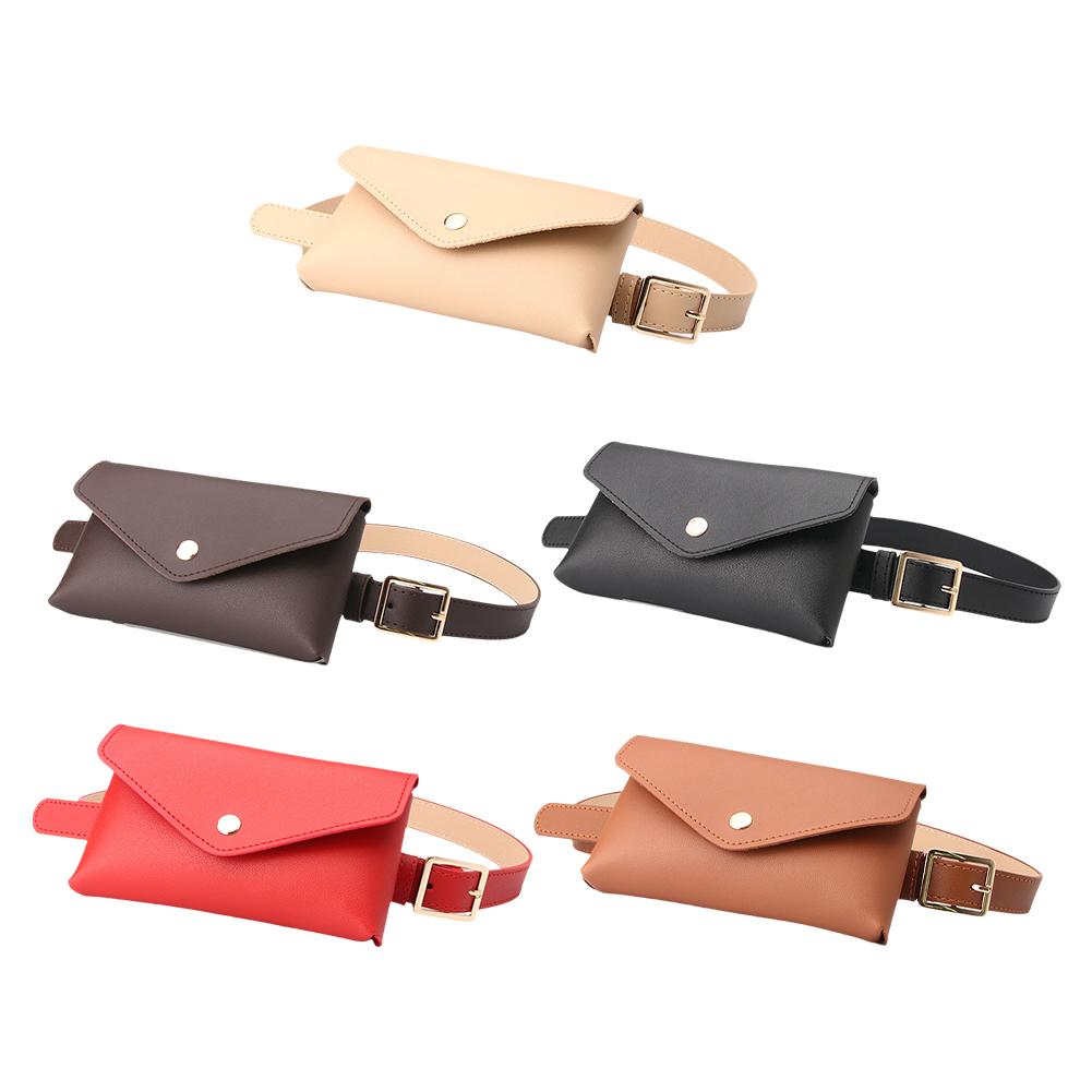 Women Waist Bag  Leather Fanny Pack Chest Bag Women's Belt Fashion Pin Buckle Thin Belt Bag
