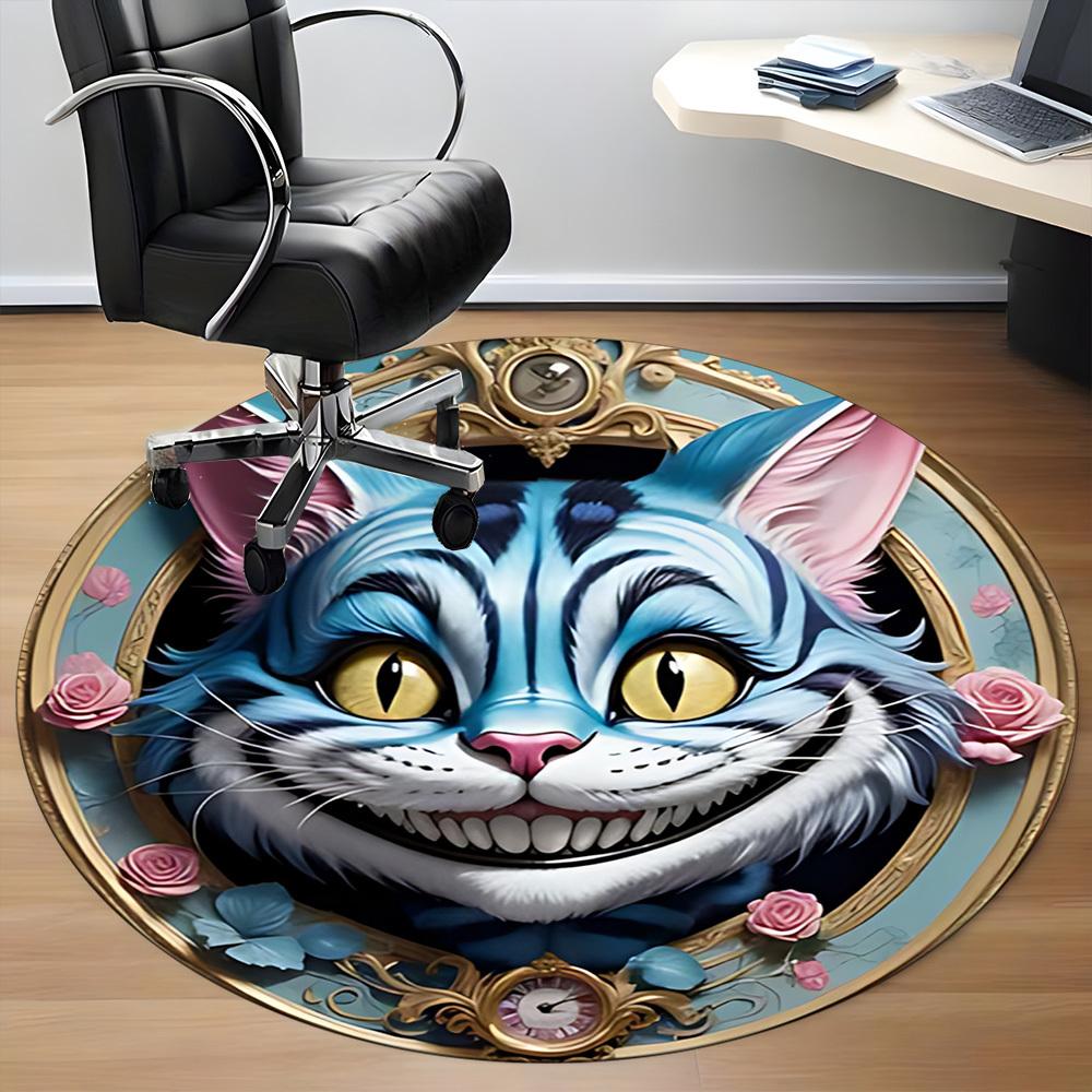 1pc Cat Wonderland Office Round Area Rug, Indoor Mat Suitable For Office, Under Office Chairs Bedroom Living Room Home Decor, Room Deco, 106