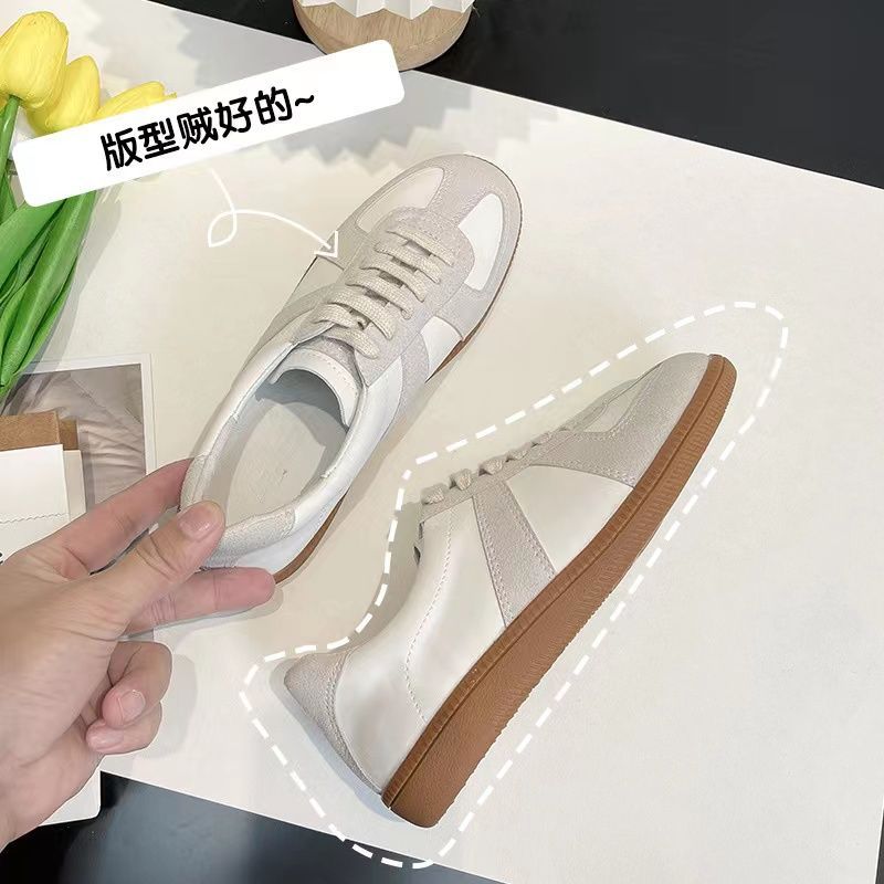 Factory Spot | Cowhide Edition~ Genuine Leather German Training Shoes Women's Retro Versatile Casual Sports Little White Shoes Forrest Gump Shoes