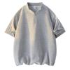 Stand Collar Half Zipper Short Sleeve T-shirt Men's Loose Casual Versatile Top