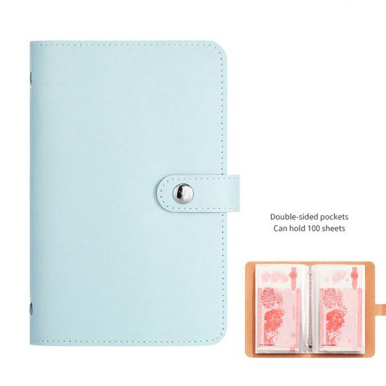 Cash Saving Binder Imitation Leather Clear PVC Pockets Tear-resistant Cash Holder for Bills Receipts Compact Money Organizer for Home Office Use