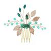 Elegant Green Crystal Leaf Hair Comb Wedding Birthday Party Office Wear Handmade Luxury Accessory