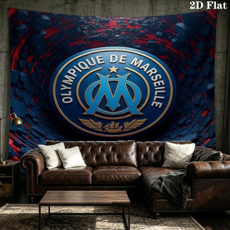 Custom Name Olympique De Marseille Printed Tapestry – Wall Hanging for Bedrooms, Dorms, and Home Decor