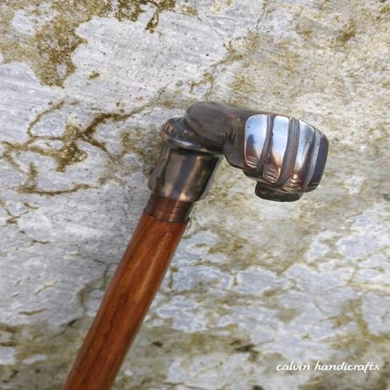 Messing Gehstock Premium Qualität Stil Punch Head Griff Handgefertigter Holzstock