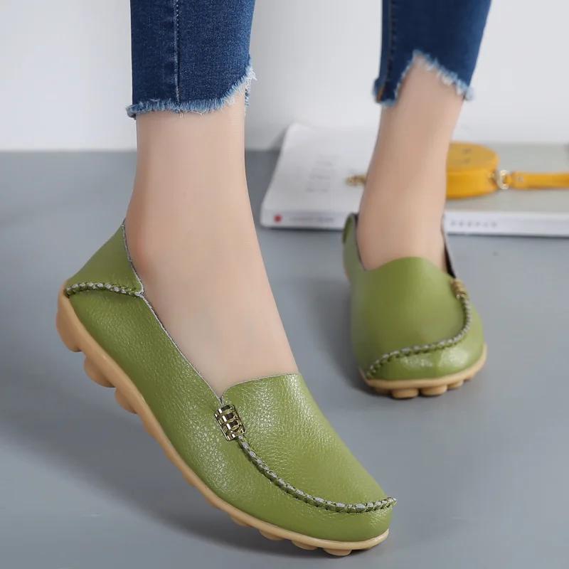 Flat Shoes Women Slip On Shoes for Women's Moccasins Genuine Leather Loafers Women Flats Ladies Shoes Plus Size Sapato Feminino