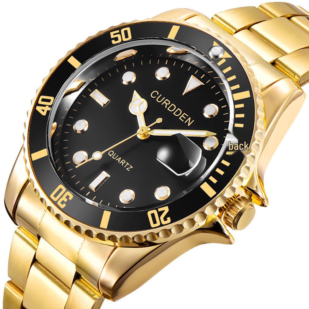 Herrenmode Edelstahl Quarz Datum Armbanduhr